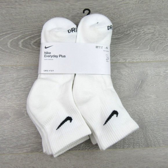 Nike Everyday Plus Cushioned Ankle Socks 6 Pack Men's 8-12 White NEW - Picture 2 of 9